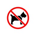 No dogs or stop with animals icon in black and red. Forbidden symbol simple on isolated background. EPS 10 vector Royalty Free Stock Photo