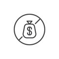 No dollar money bag outline icon