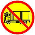 No double trailer truck lorry heavy vehicle warning sign