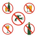 No Drinking Alcohol Not Allowed Vector Icon Symbol