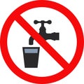 No Drinking water sign vector prohibition sign Do not drink water sign Royalty Free Stock Photo