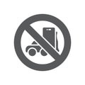 No driving and phone using icon, color, line, outline vector sign, linear style pictogram isolated on white. Symbol, logo Royalty Free Stock Photo