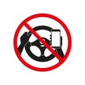 No driving and phone using vector sign isolated on white background Royalty Free Stock Photo
