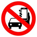No driving and phone using vector sign Royalty Free Stock Photo