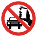 No driving and no using phone . vector, icon sign isolated on white background Royalty Free Stock Photo