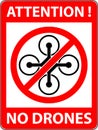 No drone, multicopter prohibited symbol. Vector.