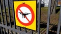 No drone sign at park entrance, quadrocopters prohibition, privacy and security