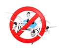 No drone symbol mark for privacy protection concept