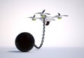 No drone zone! Drone with a ball tethered on a long chain.