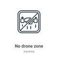 No drone zone outline vector icon. Thin line black no drone zone icon, flat vector simple element illustration from editable Royalty Free Stock Photo