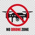 No drone zone sign icon in transparent style. Quadrocopter ban vector illustration on isolated background. Helicopter forbidden