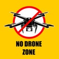 No drone zone sign. No drones icon vector