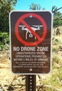 No Drone Zone sign in Sedona, AZ desert
