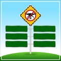No drone zone Warning sign and Green sign boards template for copy space of text message frame, Flights with drone prohibited