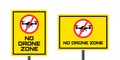 No drone zone yellow sign vertical and horizontal orientation