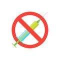 No Drugs, squirt ban in flat, vector Royalty Free Stock Photo