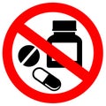 No drugs vector sign, don`t use medicaments