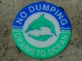 No Dumping Drains to Ocean Signage Royalty Free Stock Photo