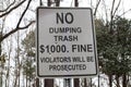 No Dumping Trash sign in rural Georgia Royalty Free Stock Photo