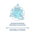 No duplication of resource allocation turquoise concept icon