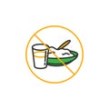 No eat and drink for fasting symbol. Simple monoline icon style for muslim ramadan and eid al fitr celebration