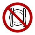 No eating allowed symbol, prohibition sign. Flat vector illustration isolated on white