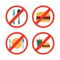 No Eating Drinking Forbidden Icon Symbol Collection