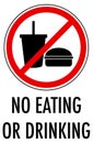 No eating or drinking sign isolated on white background