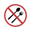 No eating icon in flat style. Starvation symbol isolated on white background. Simple no eating sign. No food icon in