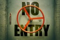 No enrty warning on closed metallic door Royalty Free Stock Photo