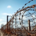 No entry Barbed wire on a fence signals a restricted area