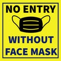 No Entry without face mask illustrated image to be used in Stores, Shops, Office during this Coronavirus or COVID 19