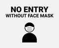 No entry without facemask sign. Coronavirus face mask covid19 vector warning mandatory Royalty Free Stock Photo