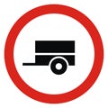 No entry of motor vehicles with a trailer, road sign, vector icon