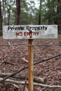 No Entry private property sign in red, black and white sign in portrait Royalty Free Stock Photo
