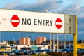 No entry prohibitory sign at parking entrance Royalty Free Stock Photo