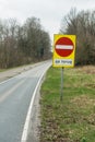 No entry road sign at exit of a highway