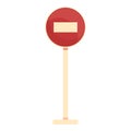 No entry road sign icon, cartoon style