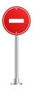 No entry road sign. Red circle with white rectangle