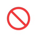 No, no entry, no sign, sign icon. Flat vector illustration. Red circle.