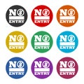 No entry sign isolated on white background color set Royalty Free Stock Photo