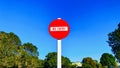 No Entry Sign under a beautiful blue sky. Royalty Free Stock Photo