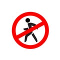 No entry symbol. Stop no walking pedestrian sign.