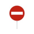 No entry traffic sign icon, flat style