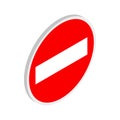 No entry traffic sign icon, isometric 3d style
