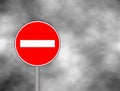 No Entry Traffic sign isolated in sky background. Wrong way road sign Royalty Free Stock Photo