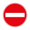 No Entry Traffic Sign, isolated on the white, illustration vector