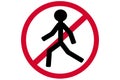 No entry vector sign, icon human silhouette on red circle