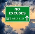 NO EXCUSES road sign against clear blue sky Royalty Free Stock Photo