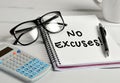 No excuses word Royalty Free Stock Photo